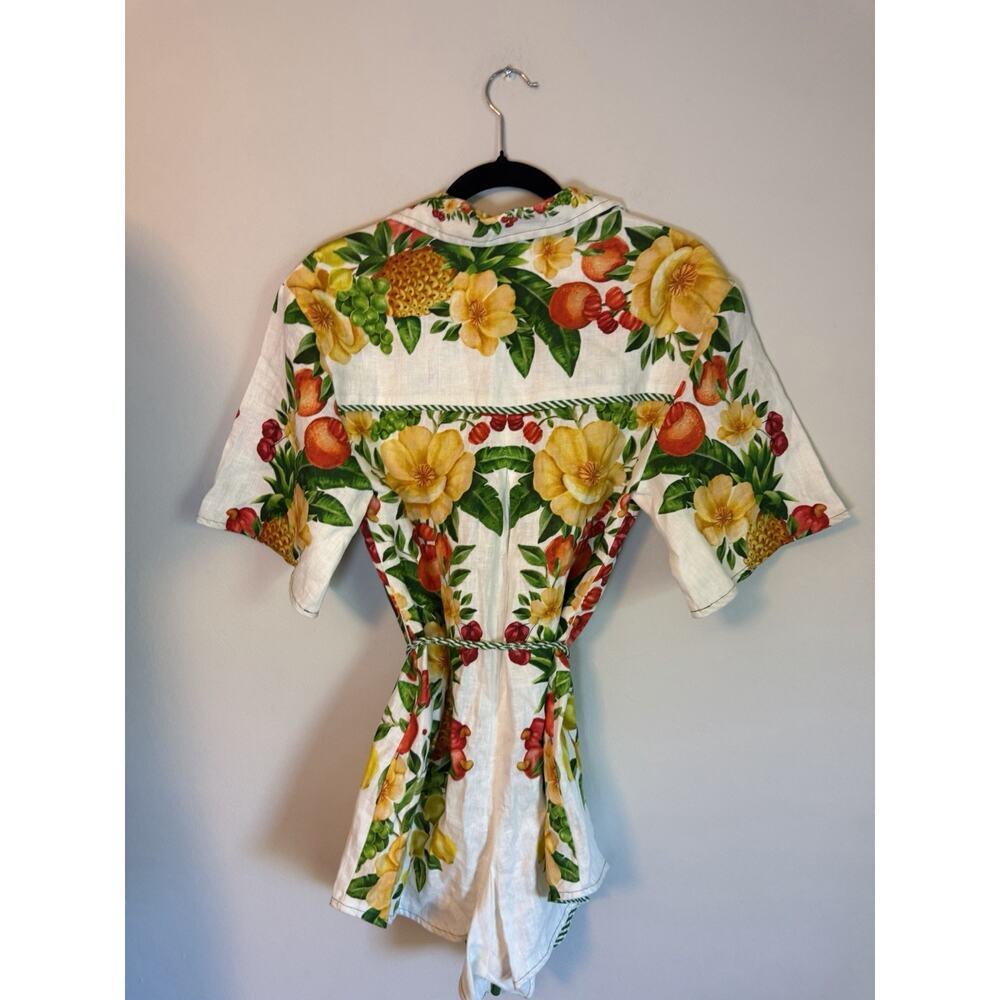 FARM Rio floral-print belted jumpsuit Linen Tropical Vacation Resort XS NEW $284 - Picture 8 of 16